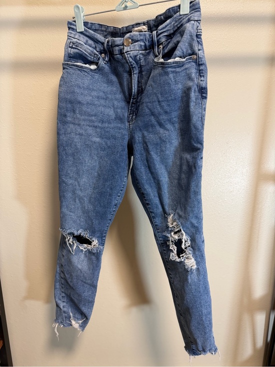 Good American Denim - Good American Good Waist Distressed Skinny Jeans Women’s 12/31 High Rise Raw Hem
